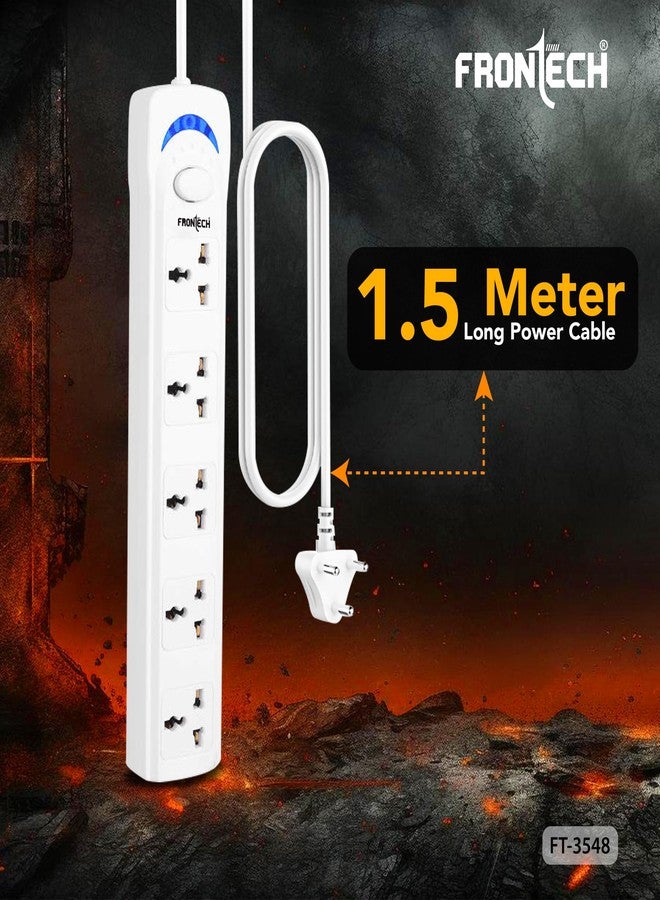 FRONTECH FT-3548 Power Extension Board with 5 Universal Sockets & 1.5M Cable | Multi Plug Extension Cord with Power Safety Switch |Wall Mount Option for Home, Office & Travel (FT-3548) - Image 5